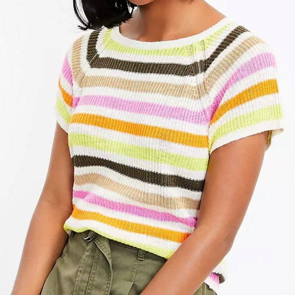 LOFT Striped Wedge Sweater Tee - Picture 2 of 5